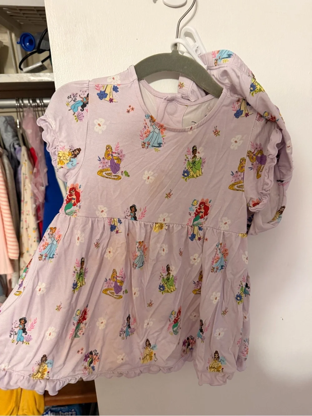 Magnetic Me Lavender Princess Print Flutter Sleeve Dress